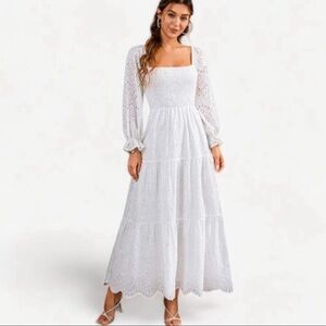 Simplee White Long Sleeved Maxi Dress NWT